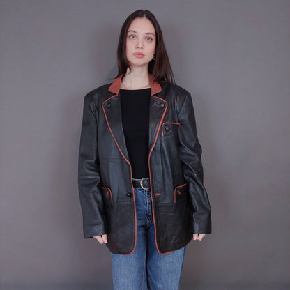 VIN-OUTW-33350 Vintage δερμάτινο μαύρο jacket L