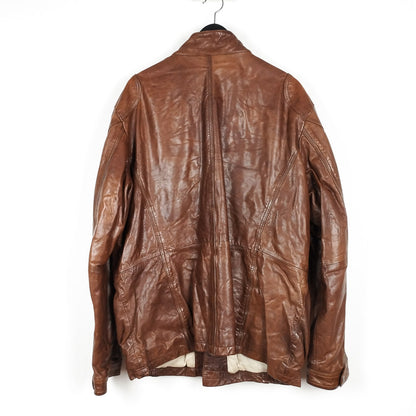 VIN-OUTW-28740 Vintage δερμάτινο jacket μακρύ καφέ L-XL