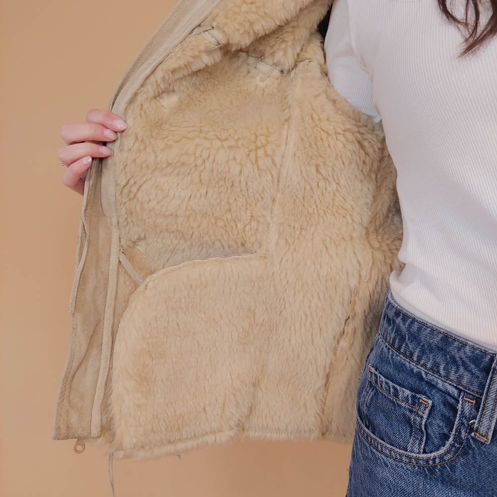 VIN-OUTW-34127 Vintage δερμάτινο suede ethnic style jacket M
