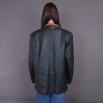 VIN-OUTW-33350 Vintage δερμάτινο μαύρο jacket L