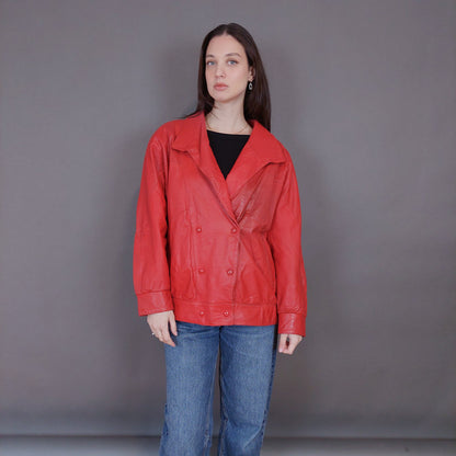 VIN-OUTW-33351 Vintage δερμάτινο κόκκινο jacket L