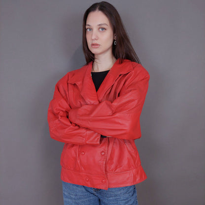 VIN-OUTW-33351 Vintage δερμάτινο κόκκινο jacket L