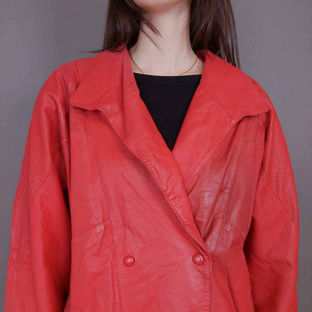 VIN-OUTW-33351 Vintage δερμάτινο κόκκινο jacket L