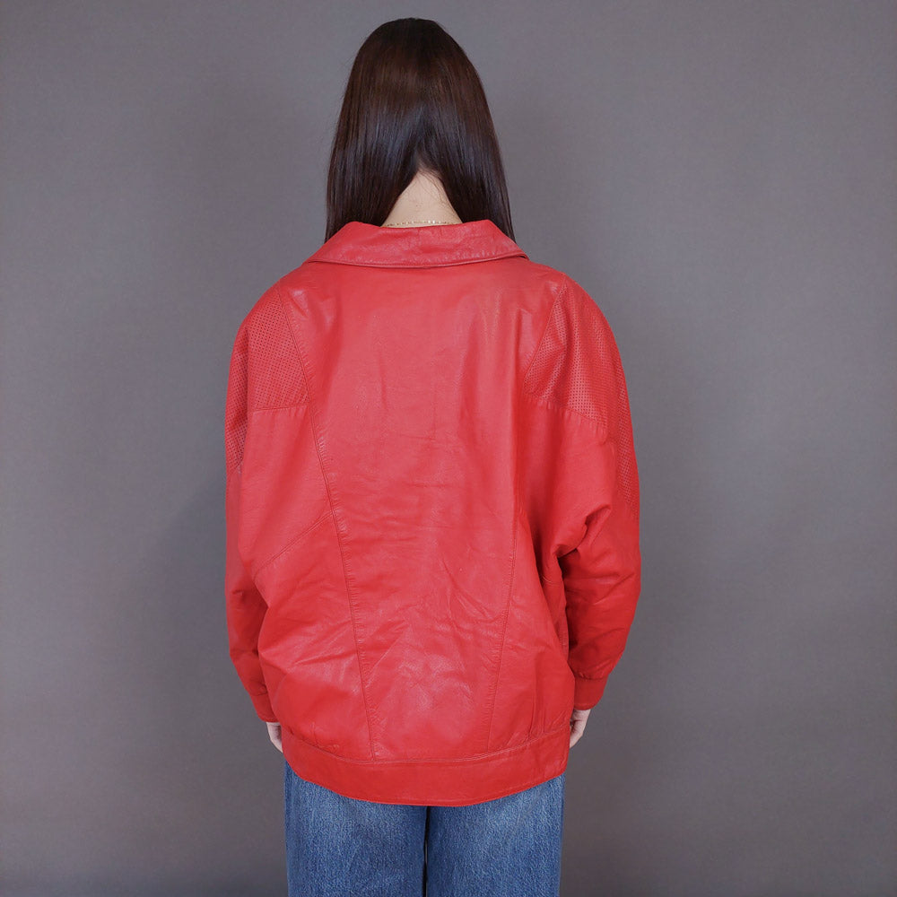 VIN-OUTW-33351 Vintage δερμάτινο κόκκινο jacket L