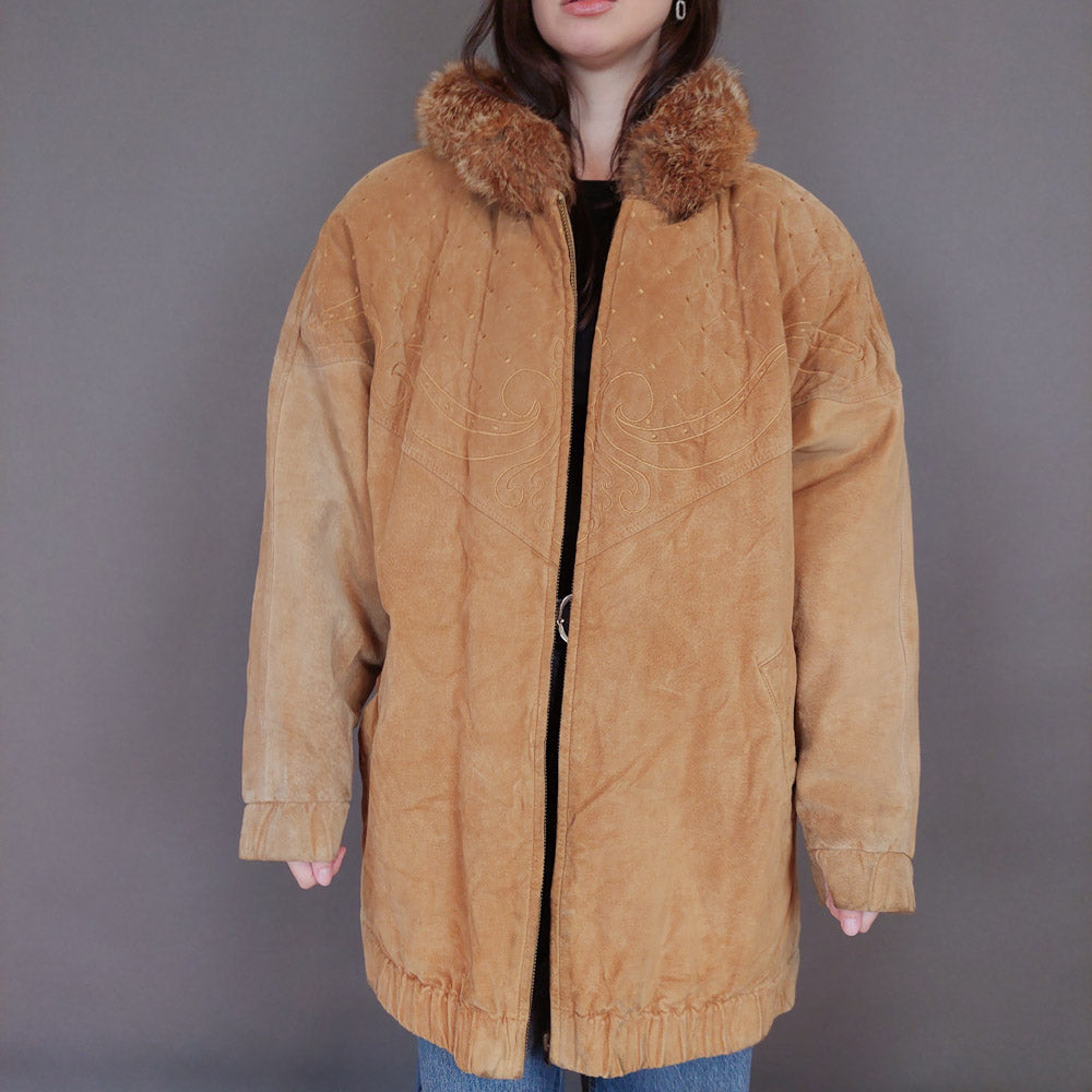 VIN-OUTW-33352 Vintage δερμάτινο σουέντ jacket L-XL