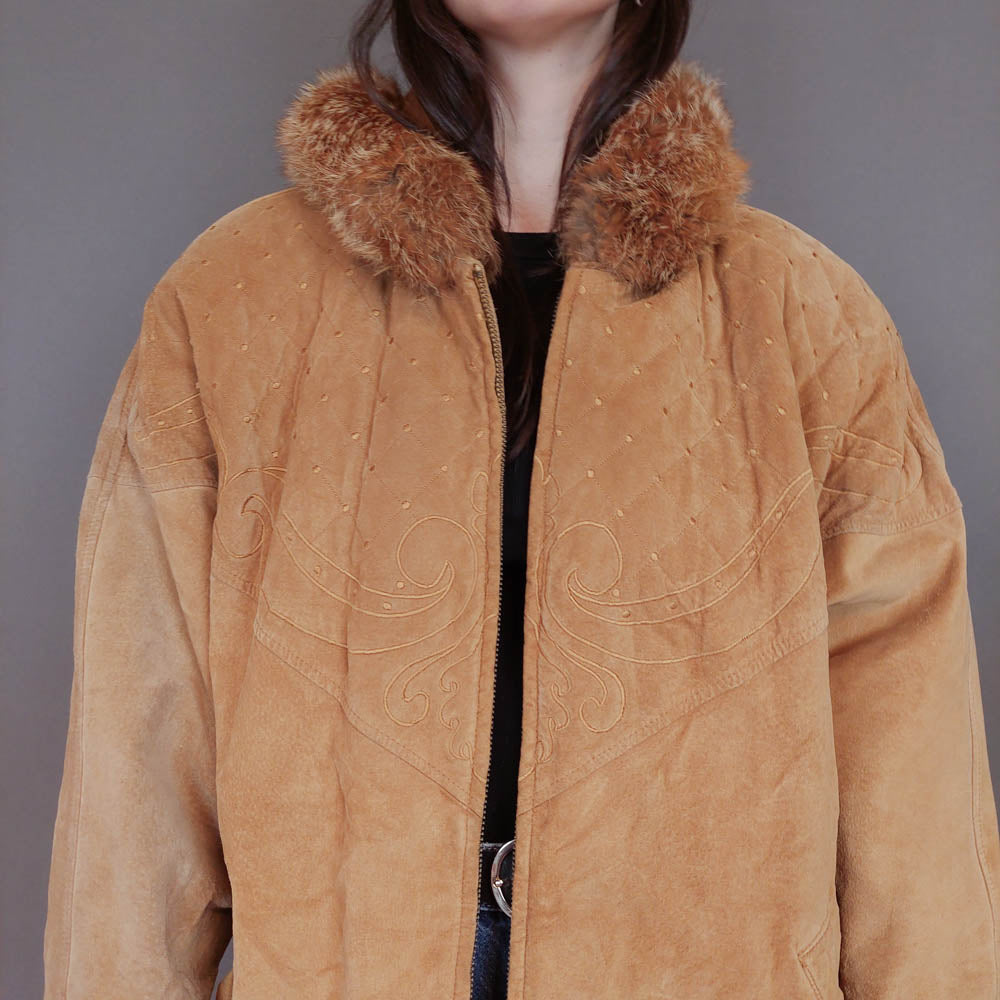 VIN-OUTW-33352 Vintage δερμάτινο σουέντ jacket L-XL