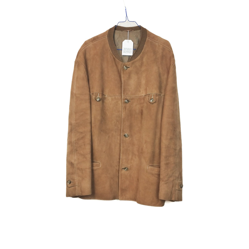 VIN-OUTW-33365 Vintage μπεζ δερμάτινο σουέντ jacket M