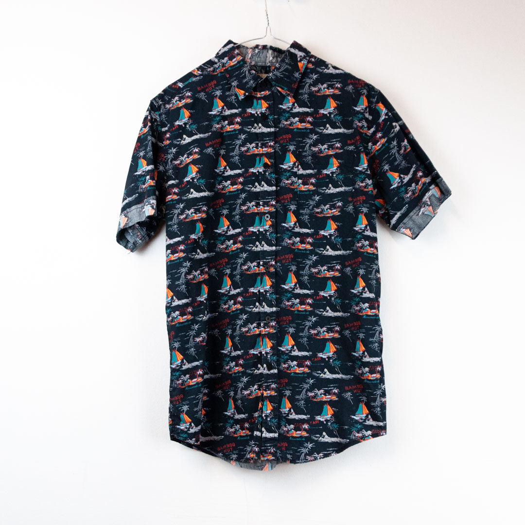 VIN-SHI-24262 Vintage πουκάμισο hawaiian print unisex S-M