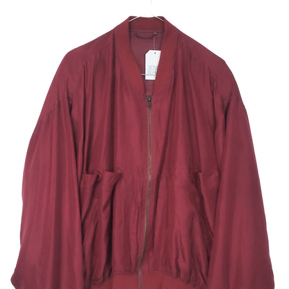 VIN-OUTW-34606 Vintage μπορντό μεταξωτό bomber jacket S-M