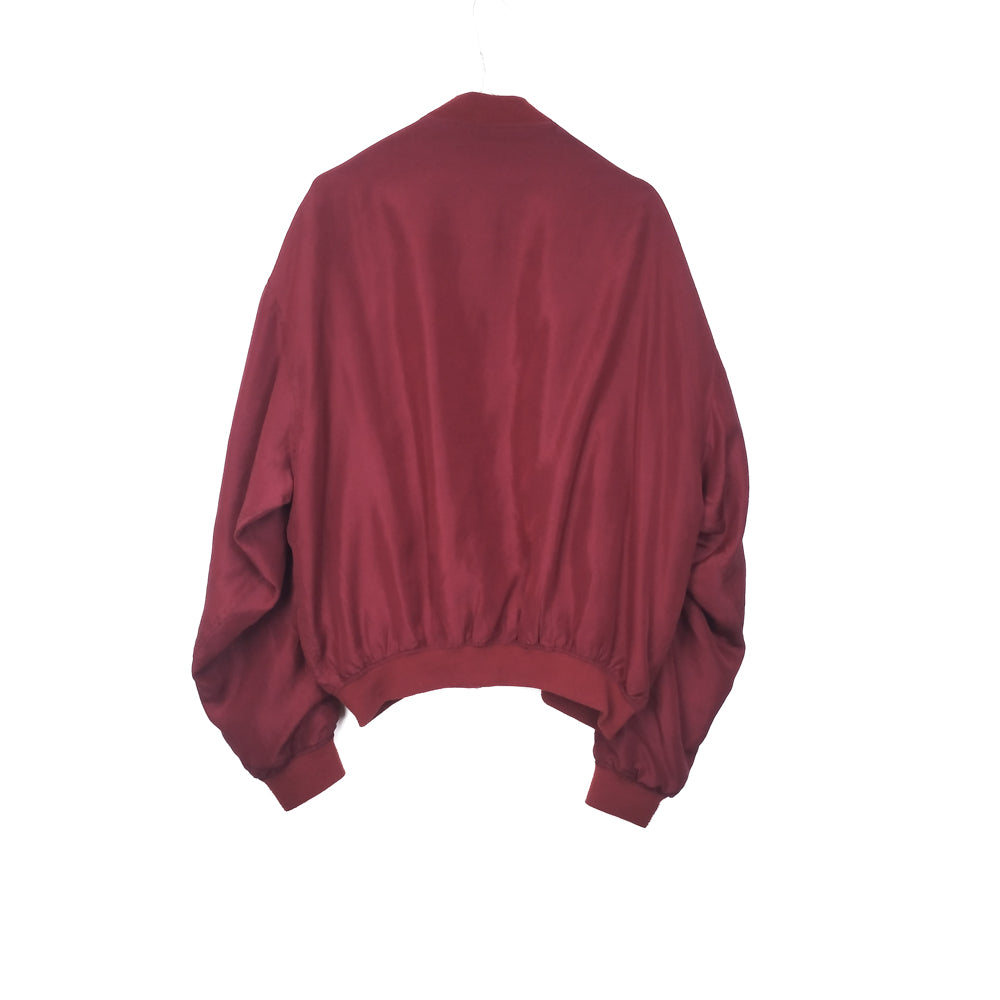 VIN-OUTW-34606 Vintage μπορντό μεταξωτό bomber jacket S-M