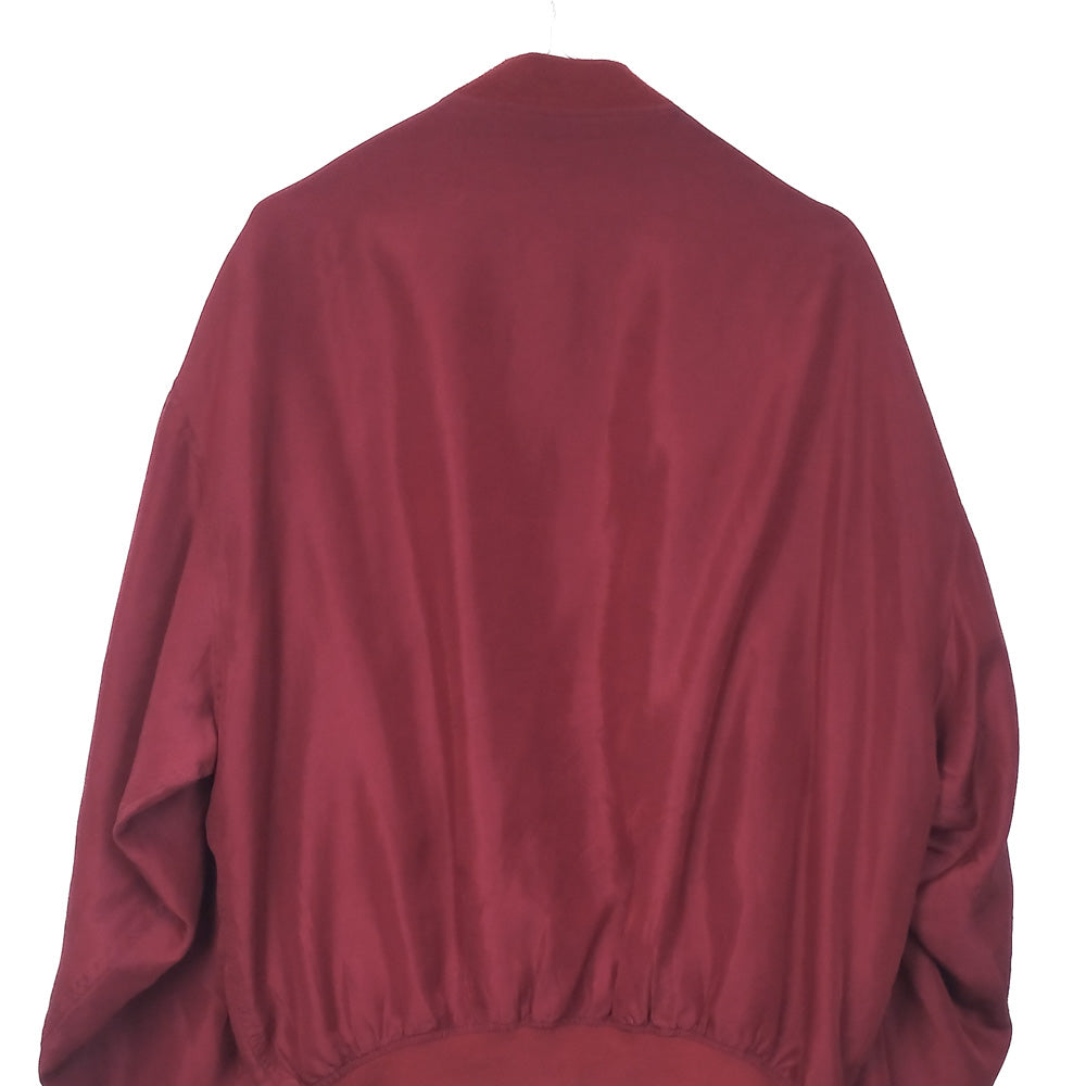 VIN-OUTW-34606 Vintage μπορντό μεταξωτό bomber jacket S-M