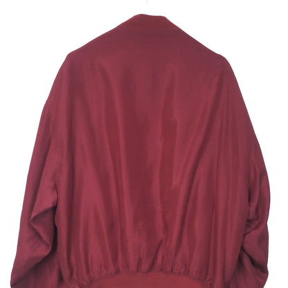 VIN-OUTW-34606 Vintage μπορντό μεταξωτό bomber jacket S-M