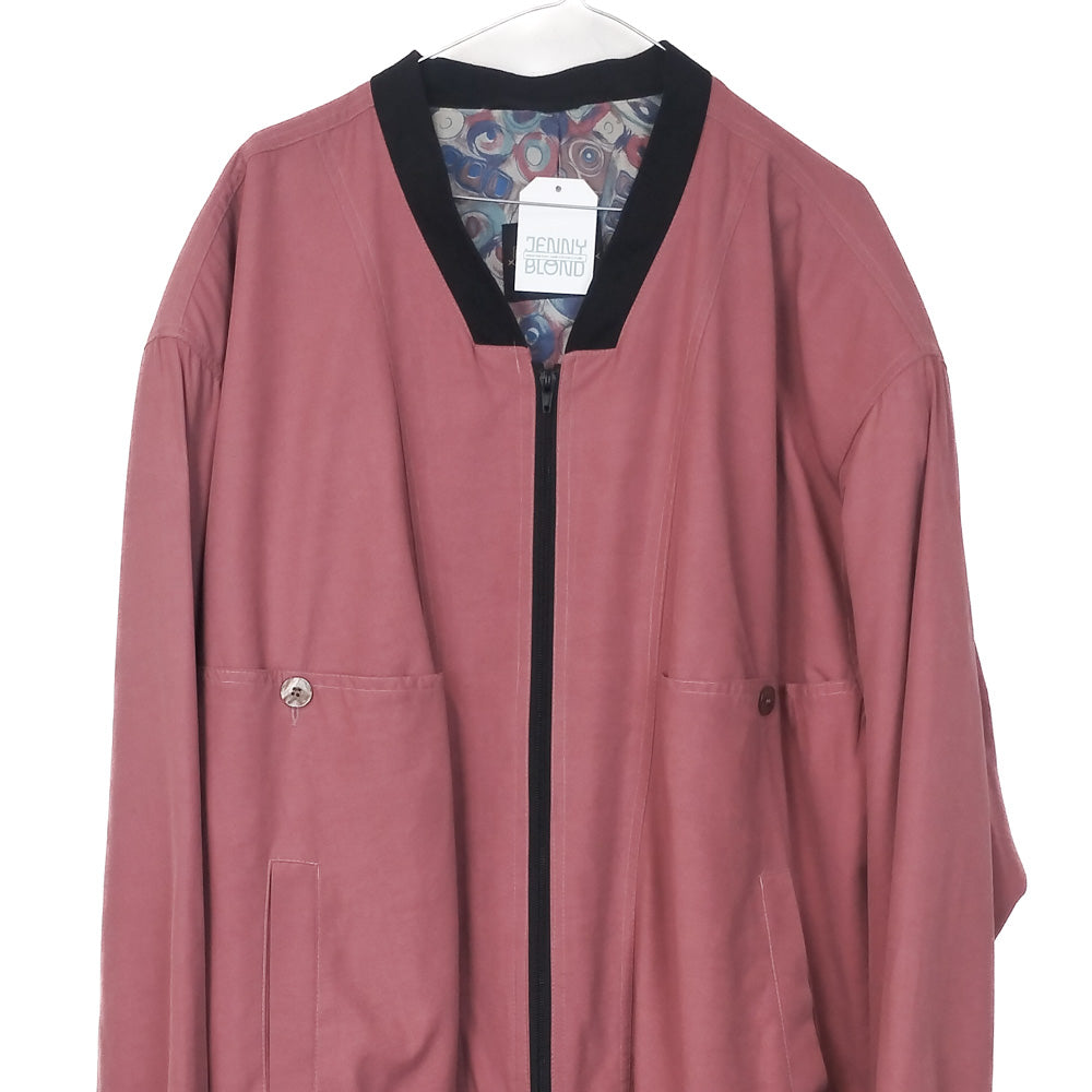 VIN-OUTW-34607 Vintage μπορντό μεταξωτό bomber jacket L-XL