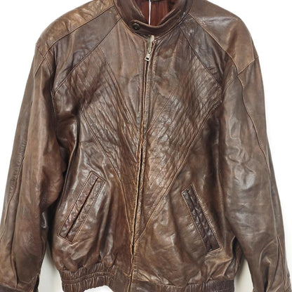 VIN-OUTW-29634 Vintage δερμάτινο jacket καφέ S-M