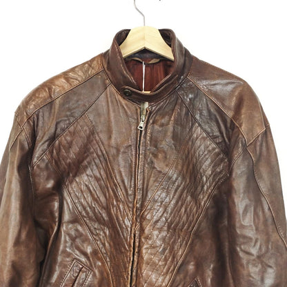 VIN-OUTW-29634 Vintage δερμάτινο jacket καφέ S-M