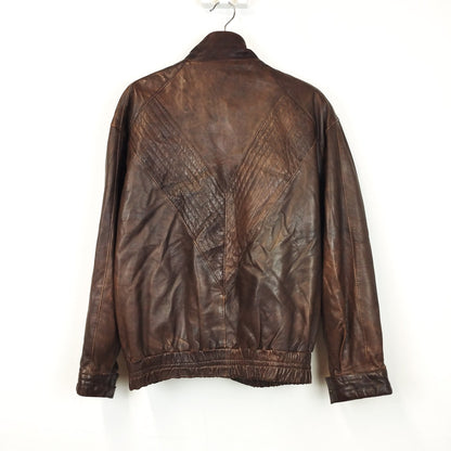 VIN-OUTW-29634 Vintage δερμάτινο jacket καφέ S-M