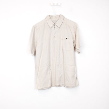 VIN-TEE-34669 Vintage κοντομάνικη βαμβακερή μπλούζα με γιακά M