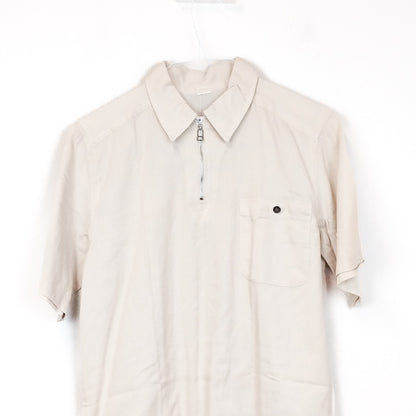 VIN-TEE-34669 Vintage κοντομάνικη βαμβακερή μπλούζα με γιακά M