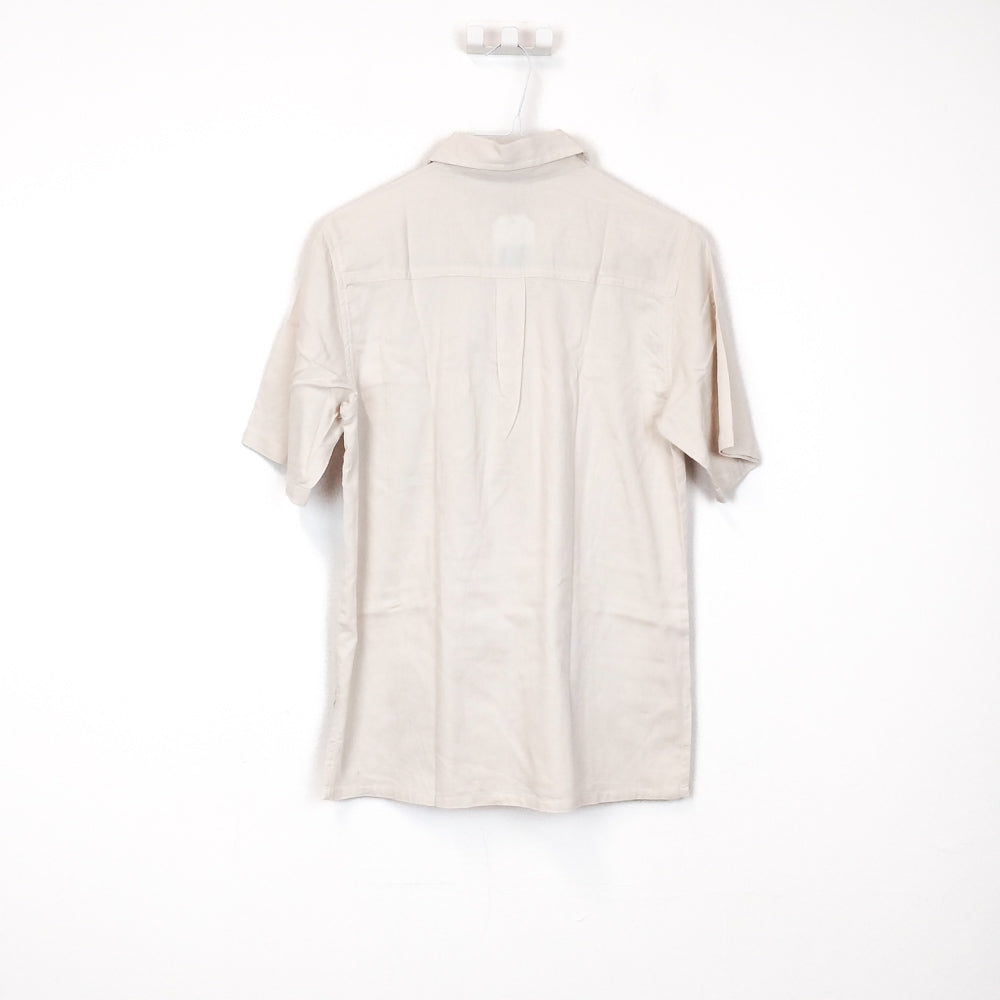 VIN-TEE-34669 Vintage κοντομάνικη βαμβακερή μπλούζα με γιακά M