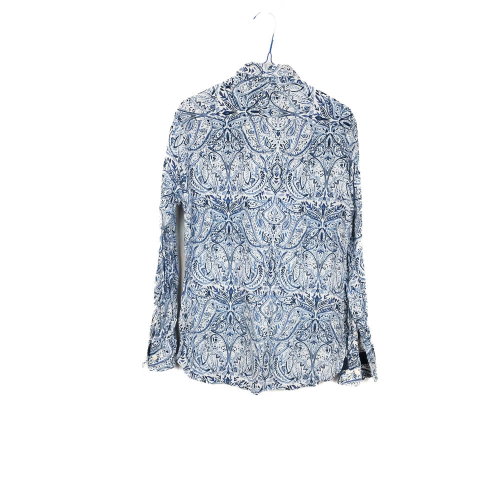 VIN-SHI-34630 Vintage πουκάμισο crazy pattern λινό S