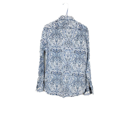 VIN-SHI-34630 Vintage πουκάμισο crazy pattern λινό S