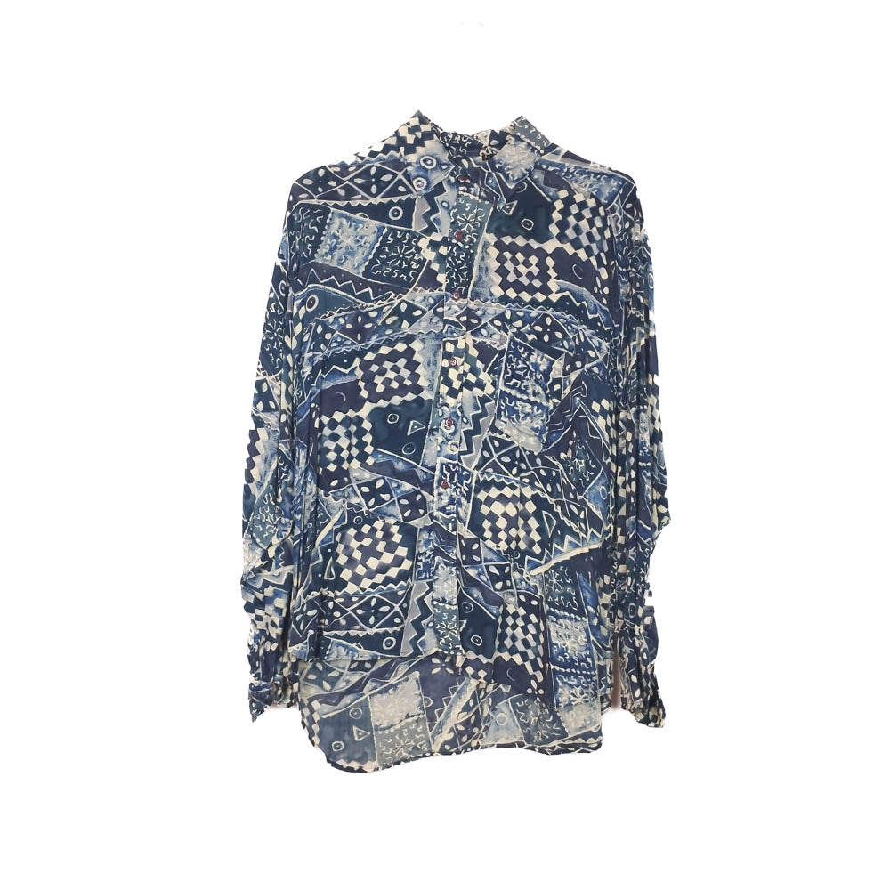 VIN-SHI-34653 Vintage πουκάμισο crazy pattern L