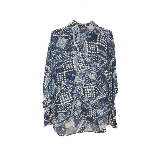 VIN-SHI-34653 Vintage πουκάμισο crazy pattern L