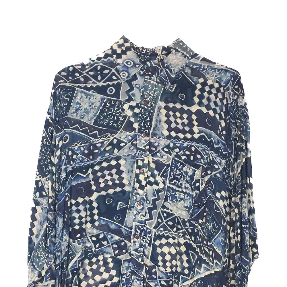 VIN-SHI-34653 Vintage πουκάμισο crazy pattern βισκόζη L