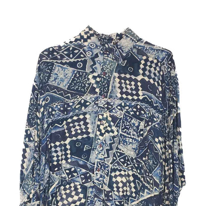 VIN-SHI-34653 Vintage πουκάμισο crazy pattern βισκόζη L