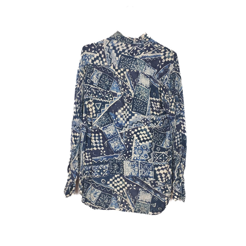 VIN-SHI-34653 Vintage πουκάμισο crazy pattern βισκόζη L