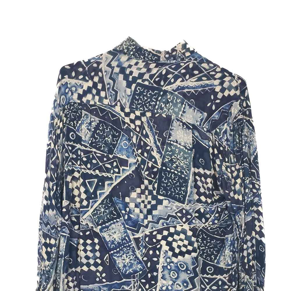 VIN-SHI-34653 Vintage πουκάμισο crazy pattern βισκόζη L