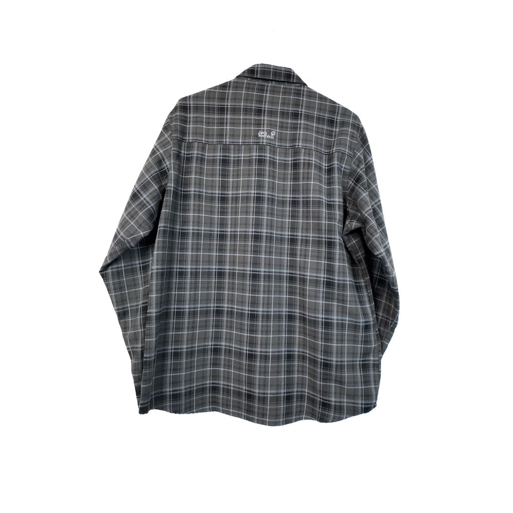 VIN-SHI-35642 Preloved πουκάμισο καρό γκρι unisex Jack Wolfskin L
