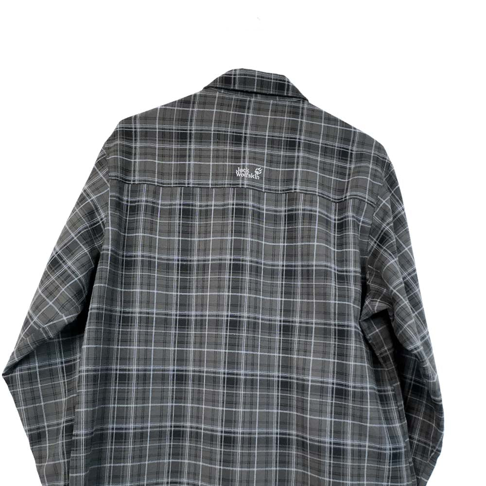 VIN-SHI-35642 Preloved πουκάμισο καρό γκρι unisex Jack Wolfskin L