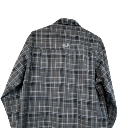 VIN-SHI-35642 Preloved πουκάμισο καρό γκρι unisex Jack Wolfskin L