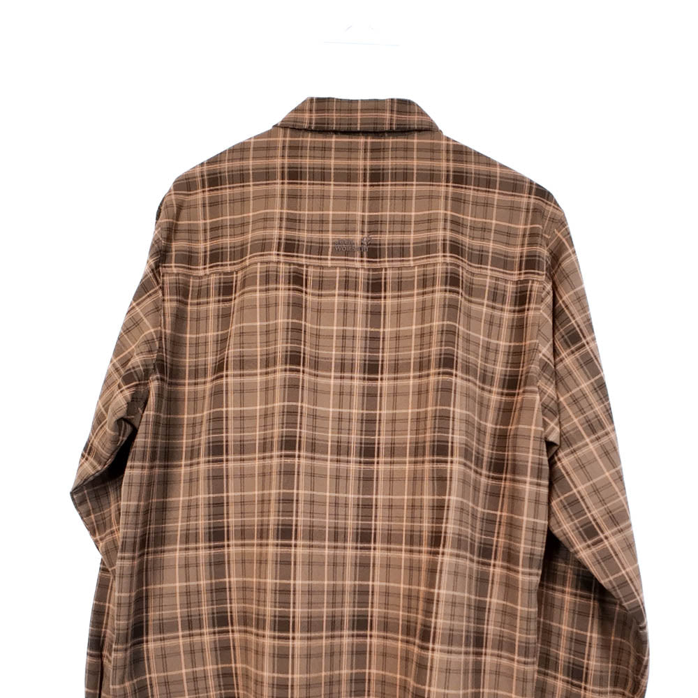 VIN-SHI-35640 Preloved πουκάμισο καρό καφέ unisex Jack Wolfskin L