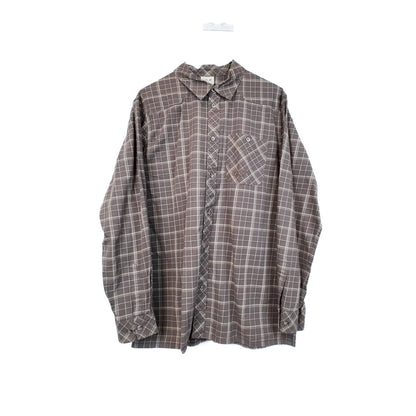 VIN-SHI-35639 Preloved πουκάμισο καρό καφέ unisex Jack Wolfskin L