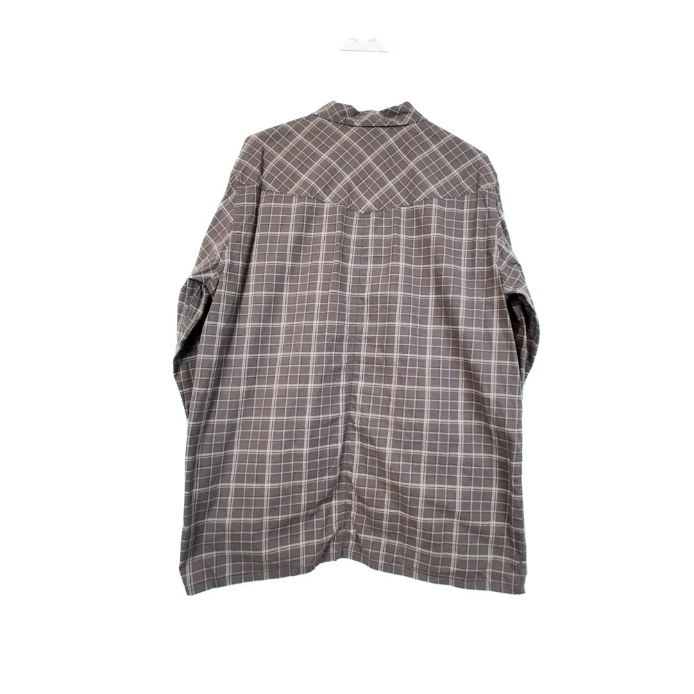 VIN-SHI-35639 Preloved πουκάμισο καρό καφέ unisex Jack Wolfskin L