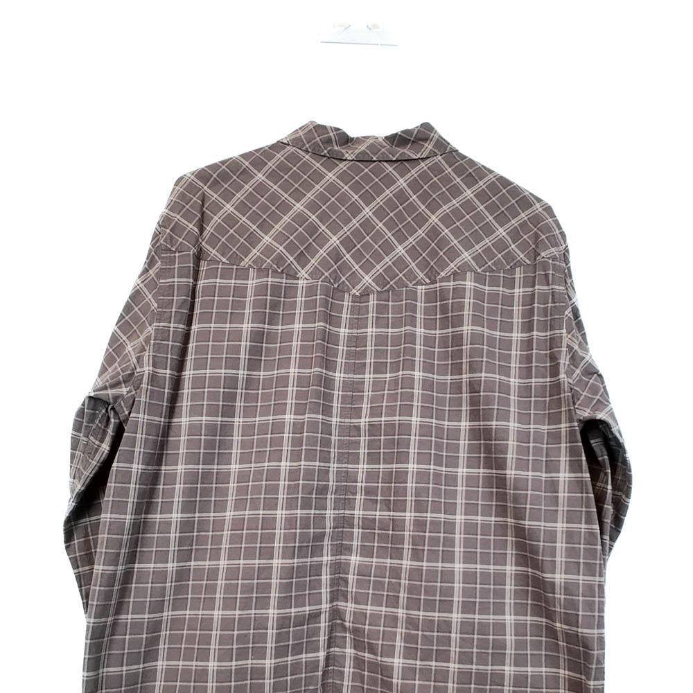VIN-SHI-35639 Preloved πουκάμισο καρό καφέ unisex Jack Wolfskin L