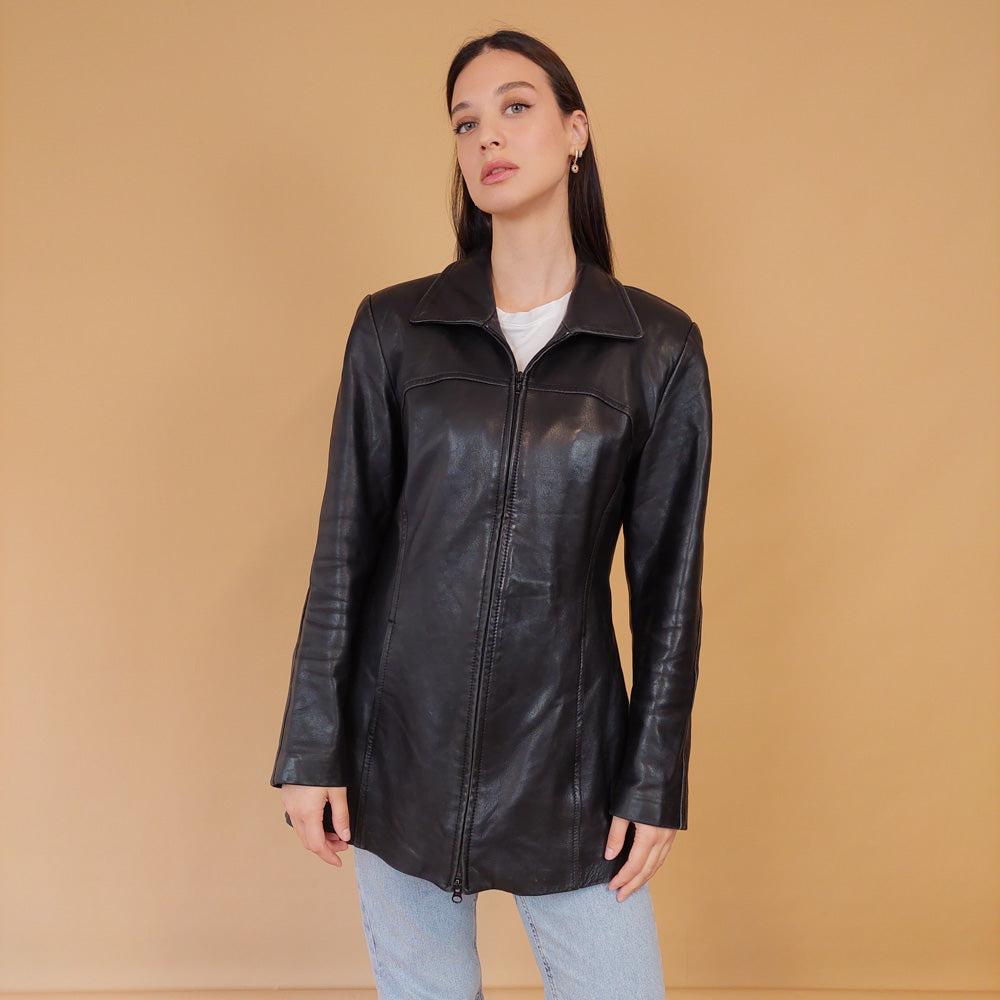 VIN-OUTW-28658 Vintage δερμάτινο jacket 90s style S-M