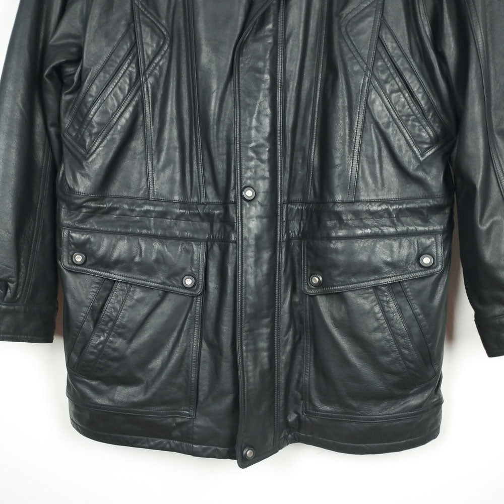 VIN-OUTW-28406 Vintage δερμάτινο jacket μαύρο L-XL