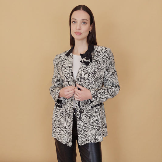 VIN-OUTW-29780 Vintage σακάκι ασπρόμαυρο S