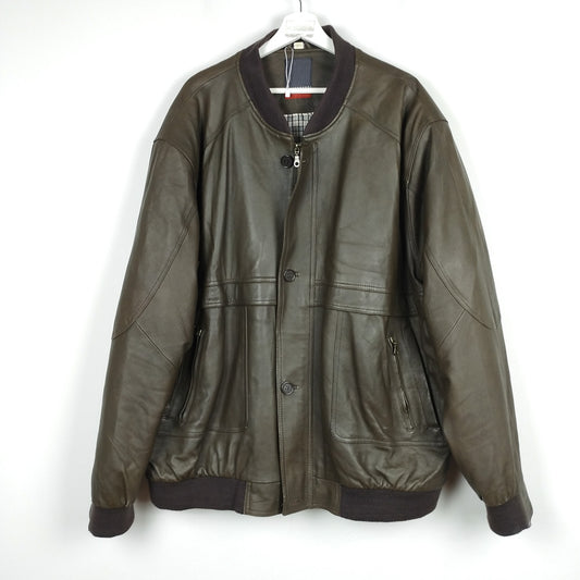 VIN-OUTW-28398 Vintage δερμάτινο jacket καφέ 2XL