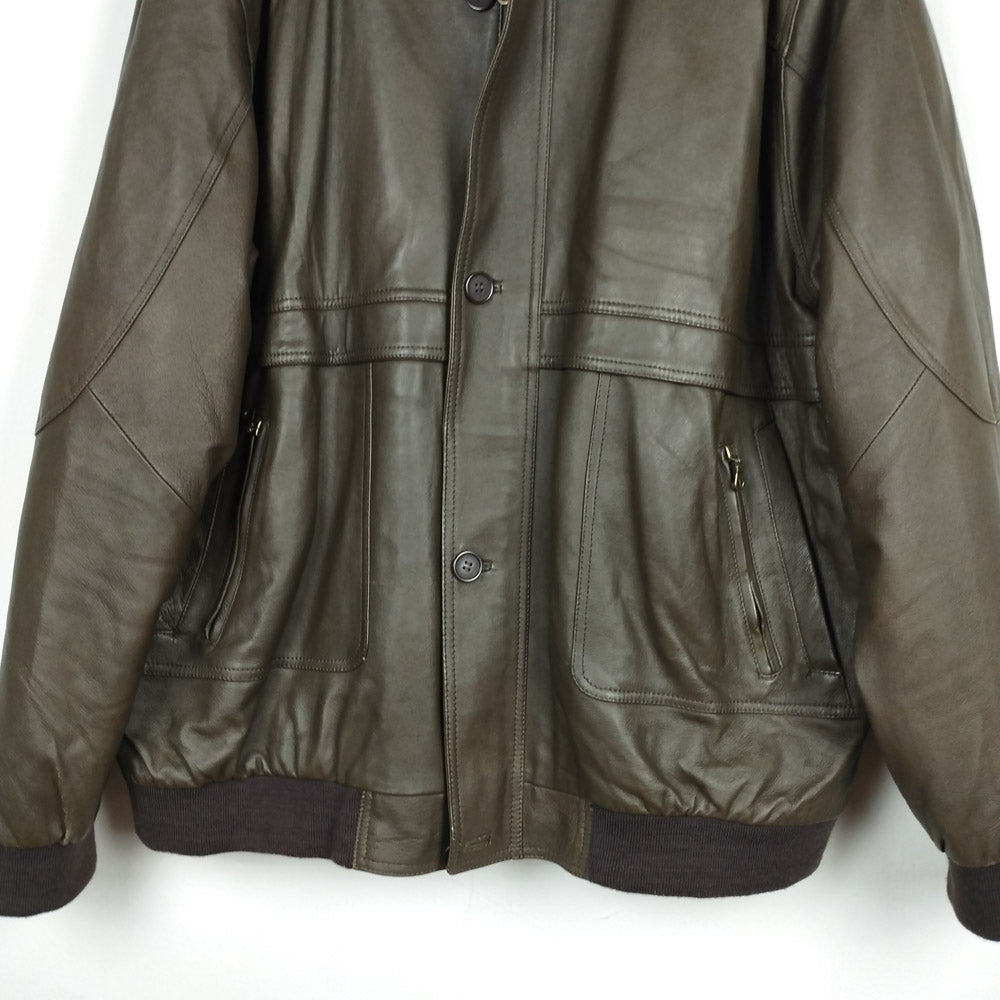 VIN-OUTW-28398 Vintage δερμάτινο jacket καφέ 2XL