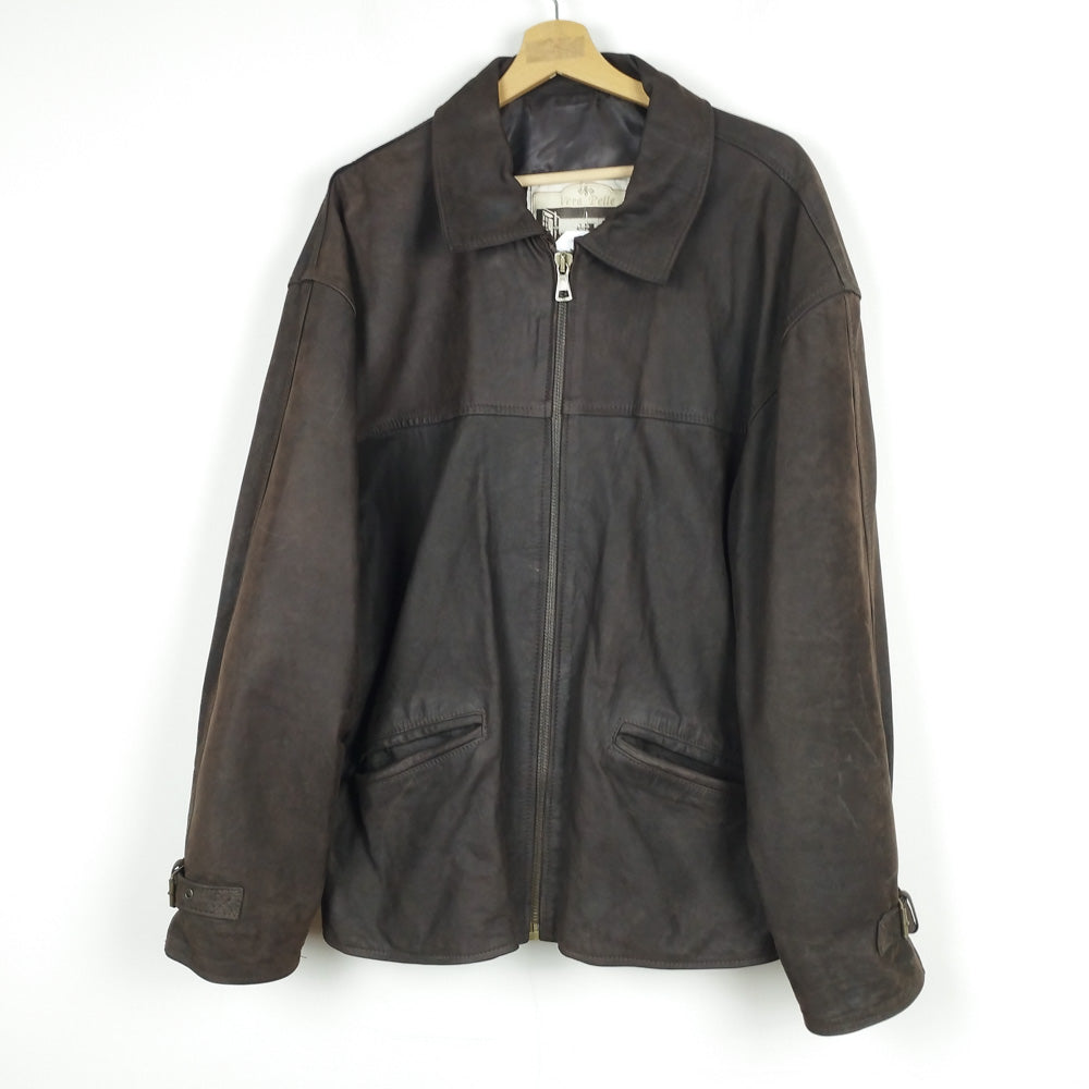 VIN-OUTW-28397 Vintage δερμάτινο jacket καφέ 2XL