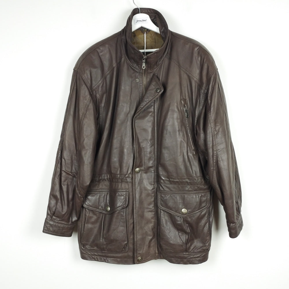 VIN-OUTW-28396 Vintage δερμάτινο jacket καφέ XL