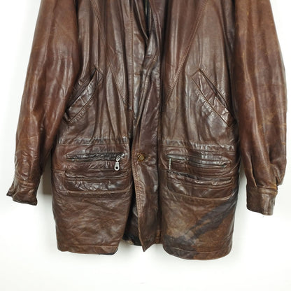 VIN-OUTW-28407 Vintage δερμάτινο jacket καφέ L-XL