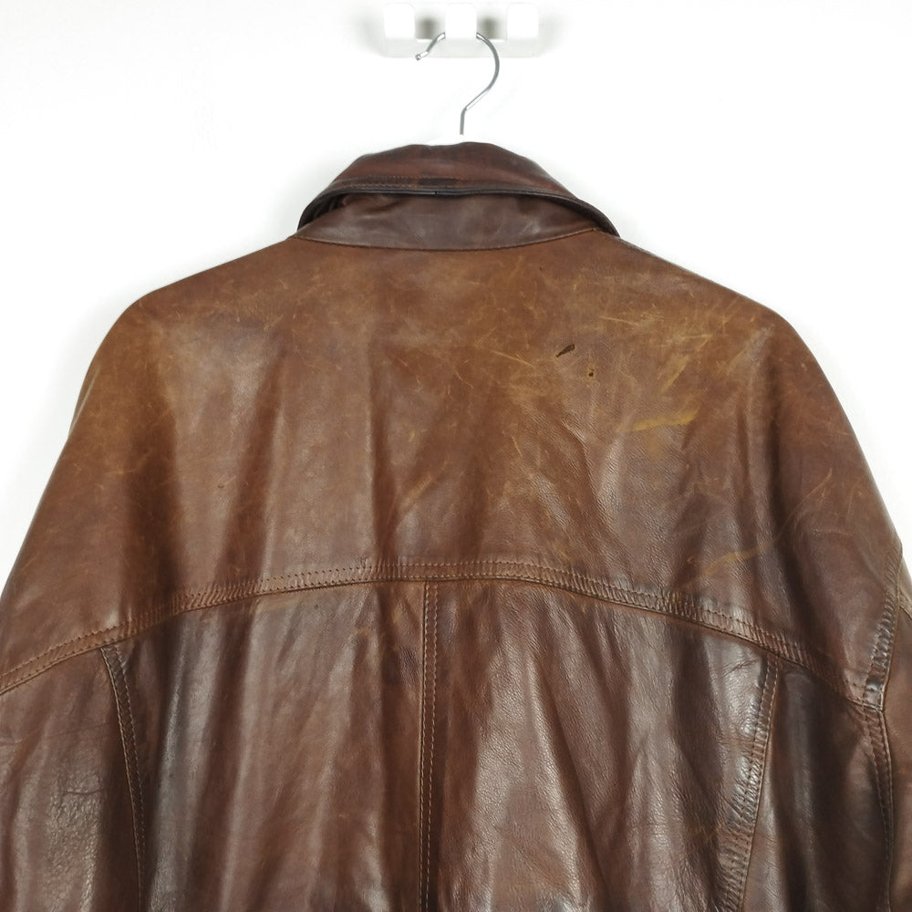 VIN-OUTW-28407 Vintage δερμάτινο jacket καφέ L-XL