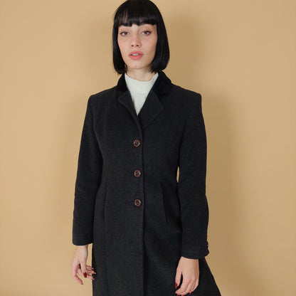 VIN-OUTW-25747 Vintage παλτό σκούρο γκρι S