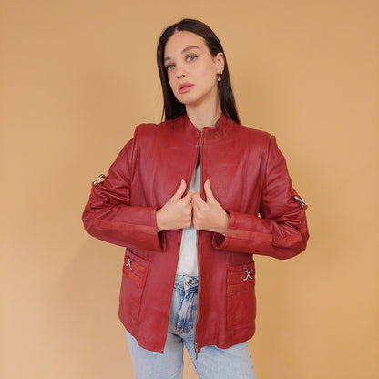 VIN-OUTW-28662 Vintage δερμάτινο jacket 00s style M
