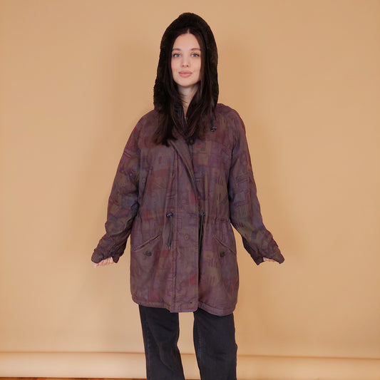 VIN-OUTW-30384 Vintage jacket 80s-90s style εμπριμέ Μ